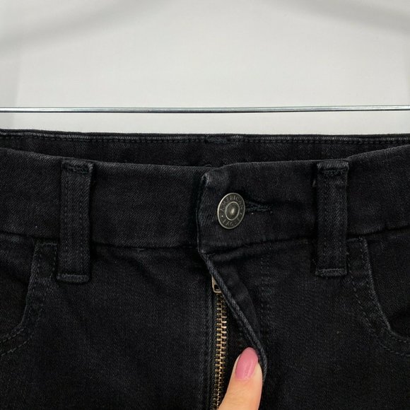 American Eagle Curvy Jegging Jeans Size 4 Super Hi-Rise Stretch Crop Denim Black - Picture 4 of 12
